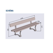 Banc Mora Junior - Longueur 1500 mm, Hauteur d'assise 270 mm - Structure en fonte d'acier et bois exotique - 299010 - Jesignale_2