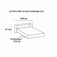 Lit design Angela avec éclairage LED intégré - 160 x 200 cm, blanc rechampis béton gris clair_2