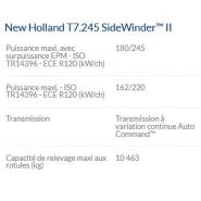 T7.245 Sidewinder II - Tracteur agricole New Holland - Puissance 180/245 kW/ch - Moteur NEF SCR ECOBlue™ Tier 4B_2