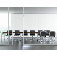 Table de réunion GLIDER - opératif avec brosse passe-câbles - design italien, structure solide en acier et finitions variées_2