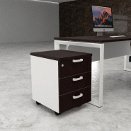 Caisson mobile 3 tiroirs classiques bicolore - MobelLinea - Wengé, Blanc pastel_2