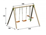 Berry - Portique bois NATURA 1,90 m (3 agrès), pour 4 enfants_2