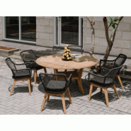 Fauteuil de jardin olivia noir 83x60x63cm – MTF – teck et résine tressée – 2nab2207_2
