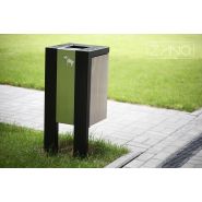 03.055.Sc - Poubelle Cubus moderne sur poteau - Zano - 52L - Acier inoxydable résistant_2