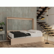 Armoire lit escamotable VERTIGO taupe mat - Couchage 160x200 cm - Ultra plate avec ouverture assistée_2
