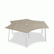 Bureau bench 3 personnes Ogi A - MDD. - Blanc 9010, Chêne naturel_2