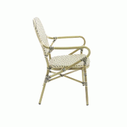 Tango - Fauteuil de bistrot en rotin synthétique bambou-blanc/noir_2