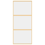 Vidaxl porte coulissante doré 90x205 cm verre esg clair et aluminium 155149_2