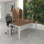 Bureau d'angle Tempo - Mobel Linea. - 180, Alu, Acacia foncé, Oui_0