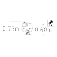 Structure de jeu rouge sur ressort avec zone de sécurité de 7 m²