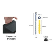 Butée de parking en caoutchouc 550mm - larges bandes réfléchissantes jaunes - 2 passe-câbles intégrés_2