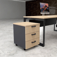 Caisson mobile 3 tiroirs classiques bicolore - MobelLinea - Gris anthracite, Chêne moyen_2