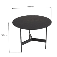 Table basse ronde noire DILA - 50 cm - Pieds métal - Structure MDF plaqué chêne_2