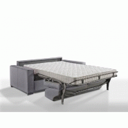 Canapé convertible 3 places Excellence - Sommier à lattes 140x197 cm - Matelas memory 18 cm - Velours gris anthracite_2