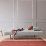 Innovation Living - Canapé design Recast Plus gris clair convertible lit 200x140 cm avec piétement noyer et housse de rangement_2