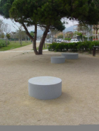 Banc en béton SOL - Banc cylindrique en ciment blanc et gris - Diamètres disponibles_2