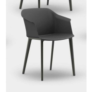 Lot de 4 fauteuils MIZA en polypropylène noir - Piétement 4 pieds - Référence 7980 FR125 - Certifié EN 16139:2013_2