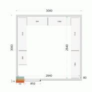 Chambre froide positive CRPF3030WD Blanc 3000 x 3000 x 2200 mm TEFCOLD_2