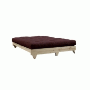 Banquette convertible Fresh en pin - Coloris brown - Couchage 140x200 cm - Avec matelas futon capitonné_2