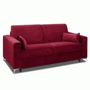 Canapé convertible express JACKSON 140cm - Sommier à lattes - Tête de lit intégrée - Polyuréthane rouge - Matelas 16 cm_2