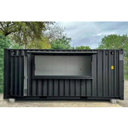 Conteneur sur mesure avec trappes de service et portes pour affichage publicitaire, barre de 6 mètres_2