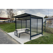 Abris fumeurs sur mesure - Toit plat pente arrière 5% - Série AB avec options et dimensions personnalisables_2