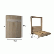 Armoire lit escamotable Kompact - ouverture assistée - coloris chêne - couchage 160x200 cm - ultra plate pour gain de place_2