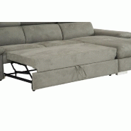 Canapé d'angle convertible droite avec coffre de rangement - tissu façon nubuck gris - méridienne droite - couchage 140x200 cm_2
