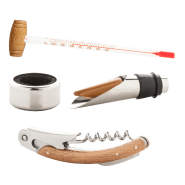 Set à vin - 4 accessoires dans une boîte en bois de bambou - Couleur marron - 475 gr_2