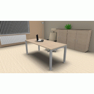 Bureau individuel Tempo réglable en hauteur. - Argent Ral 9006, 120, Hêtre_2