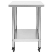 Vidaxl table de travail de cuisine avec roues 80x60x85 cm inox 51636_2
