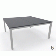Bureau 2 personnes Tempo avec passe-câbles  - Mobel Linea - 120, Alu, Anthracite_2