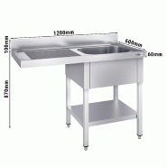 Plonge Inox 1 bac avec passage lave-vaisselle - P 600 - GGM - 1200 mm bac à droite_2