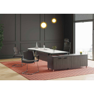 Bureau de direction design et robuste - Paris Direction - 4 formes de plateaux mélaminés et personnalisation_2