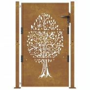 Vidaxl portail de jardin 105x155 cm acier corten conception de l'arbre 153163_2
