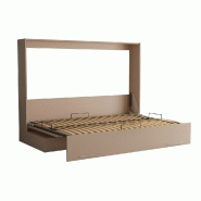 Armoire lit escamotable VERTIGO SOFA Taupe avec canapé gris - Couchage 140x200 cm - Système d'ouverture assistée_2