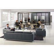 Bureau open space moderne avec surfaces coulissantes et trappes rabattables - Teknion - Interpret_2