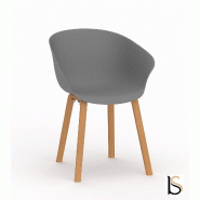 Lot de 4 chaises visiteurs Hop - Mobel Linea. - Gris_2