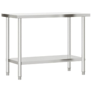 Vidaxl table de travail de cuisine avec étagère 110x55x150 cm inox 3208903_2