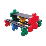 Bancs enfants en forme de puzzle - Plastique recyclé, multicolore, résistants aux UV et intempéries_2