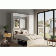 Composition lit escamotable Dynamo Sofa - Canapé noir 140x200 cm avec rangement - Blanc - L : 205 cm_2