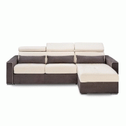 Canapé d'angle convertible express Canberra - Matelas 16 cm - Bicolore microfibre ivoire et gris anthracite - Fabrication italienne_2