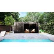 Container pool house avec baie vitrée coulissante et local fermé - H 2,60 m x L 6,06 m x l 2,44 m - 20 pieds_2