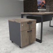 Caisson mobile avec tiroir pour dossiers suspendus - Mobel Linea - Gris anthracite, Chêne grisé_2