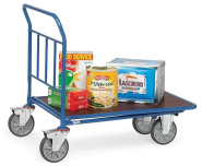 Chariot emboîtable - Plateau antidérapant plastifié et hydrofuge - 1045x643x959mm - 2 roues pivotantes et 2 roues fixes TPE - Revêtement époxy bleu - Fabriqué en Allemagne - Garantie 10 ans_2