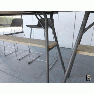 Table haute coins arrondis - Mobel Linea - 180, Anthracite, Chêne veiné_2