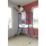 Helis - Plateforme de travail en acier époxy - Tubesca - Grande plate-forme 900 x 500 mm avec garde-corps rigide 360°_2