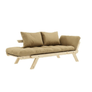 Banquette méridienne futon BEBOP - Pin naturel - Coloris beige blé - Couchage 75x200 cm - Convertible lit d'appoint_2