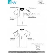 Alexmcp000 - Veste de cuisine SNV - manches courtes, col noir, 50% coton 50% polyester_2