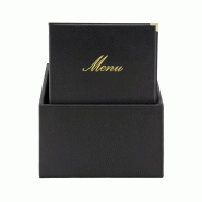 Boîte avec 20 protège-menus simili cuir A4x4 Classic noirs | Securit - CU929_2